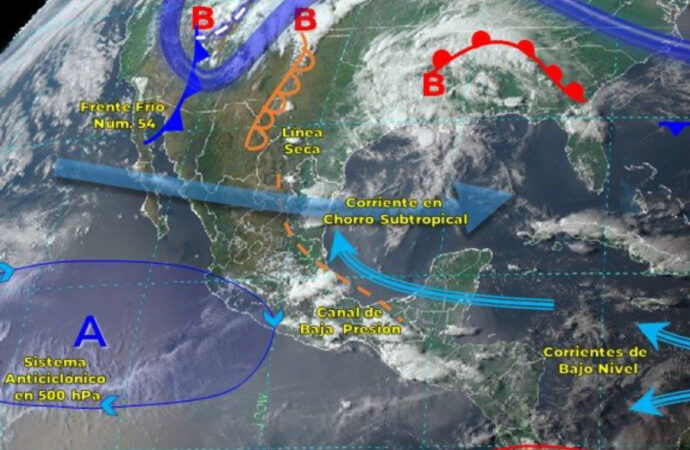 Frente Frío Número 54 en regiones de Chiapas, Oaxaca, Puebla y Veracruz