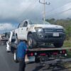 Volcadura de una camioneta que transportaba trabajadores del Tren Maya.