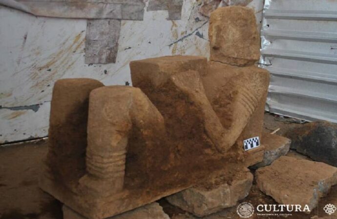 INAH encuentra un impresionante Chac Mool en Pátzcuaro, Michoacán