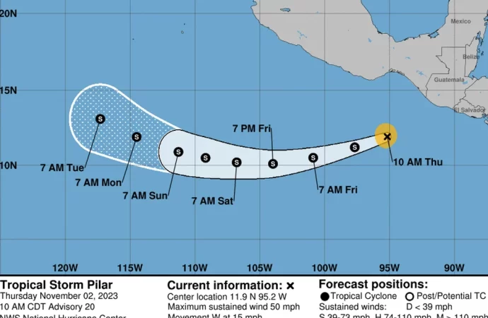 La nueva tormenta tropical Pilar, ya se aleja de Chiapas